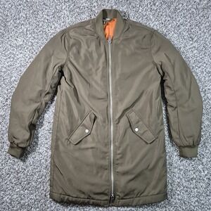 Divided H&M Olive Green Bomber Jacket w/ Quilted Orange Lining, Men's Size XS